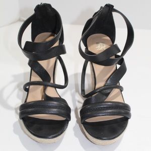 Joe's Jeans Robina Black Leather Wedge Sandal 8.5